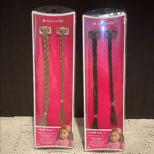 American Girl Blonde and Brown Braid Clips